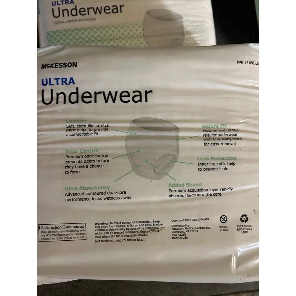 McKesson Ultra Adult Underwear Heavy Absorbency Large 44-58in 18ct 12 packs 216